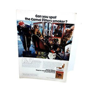 1975 Camel Cigarettes Winter Skiing Theme Original Print Ad 70s